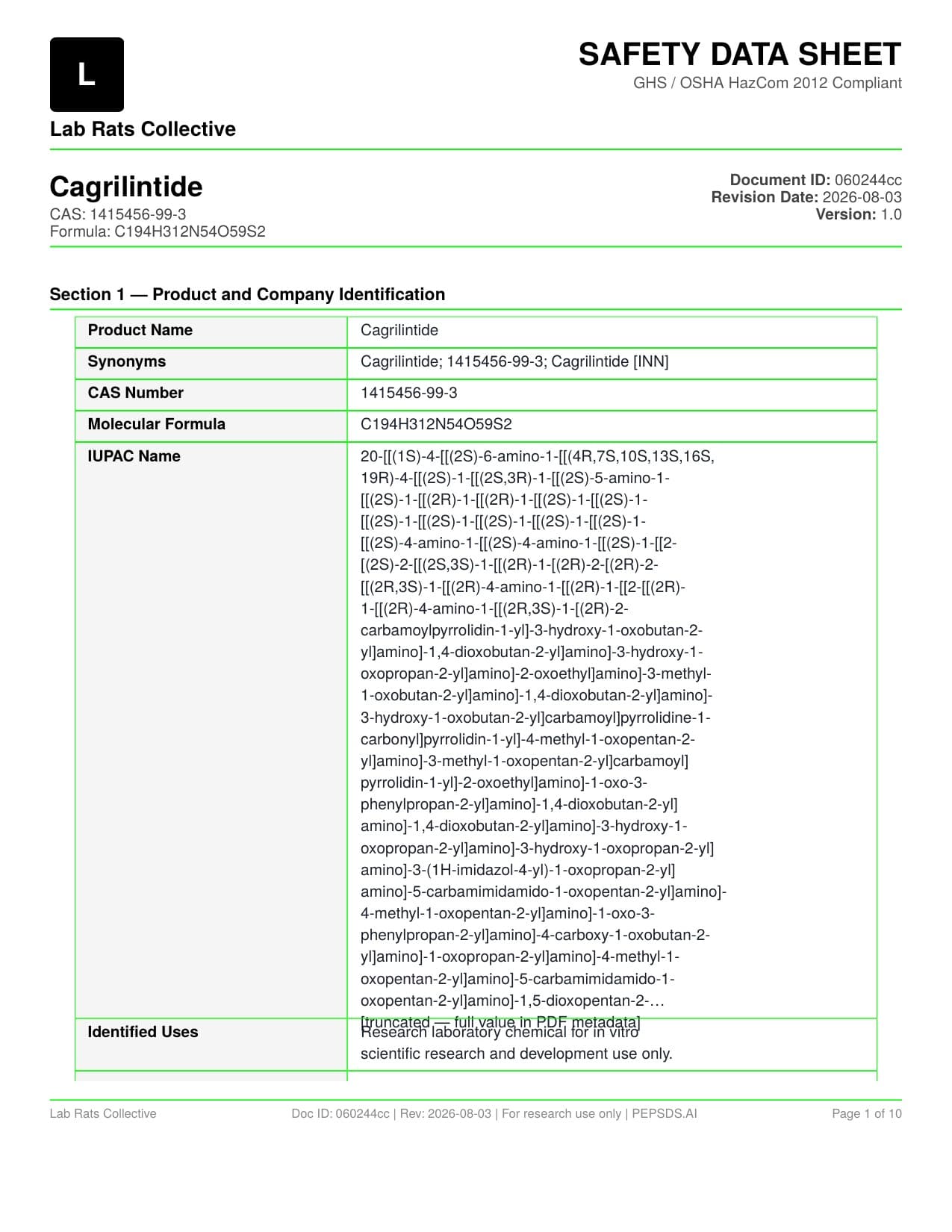 Cagri 10mg SDS